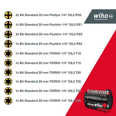 Wiha Bitset FlipSelector Standard 25 mm Phillips, Pozidriv, TORX® 14-delig 1/4" C6,3 - 39040 - 39040 - thumbnail