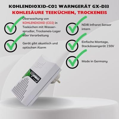 Schabus GX-D33 Kooldioxidemelder Voor CO₂-fles werkt op het lichtnet Detectie van Kooldioxide