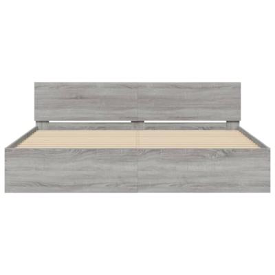 Bedframe met hoofdeinde en LED grijs sonoma eiken 200x200 cm