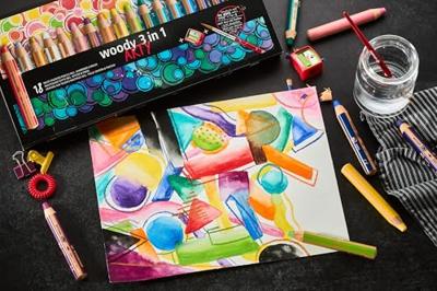STABILO woody 3 in 1, multitalent kleurpotlood, ARTY etui 6 kleuren + puntenslijper