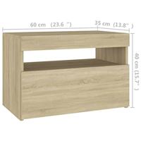 VidaXL Nachtkastje led-verlichting 60x35x40 cm bewerkt hout sonoma eik - thumbnail