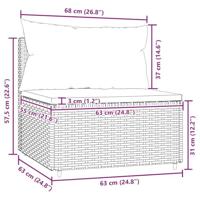Tuinmiddenbank met kussens poly rattan bruin - thumbnail