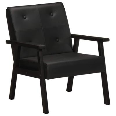VidaXL Fauteuil echt leer zwart VidaXL Fauteuil echt leer zwart