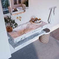 MONDIAZ ALAN-DLUX 110cm planchet Glace. Vrijhangende wastafel CLOUD links zonder kraangat, kleur Glace. - thumbnail