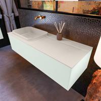 Badkamermeubelset Mondiaz Erin 120 cm met 1 Lade met RIDGE Wastafel Links Linen Zonder Kraangaten Greeploos Mat Greey - thumbnail