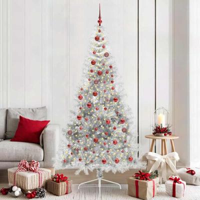 VidaXL Kunstmatig voorverlicht kerstboom met 300 led zilver 210 cm pet