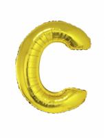Folieballon goud letter &apos;C&apos; groot - thumbnail