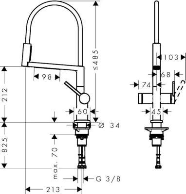 Hansgrohe Talis Select M54 PowderSpray ééngreeps keukenkraan Semi-Pro 3jet, chroom Hansgrohe Talis Select M54 PowderSpray ééngreeps keukenkraan Semi-Pro 3jet, chroom