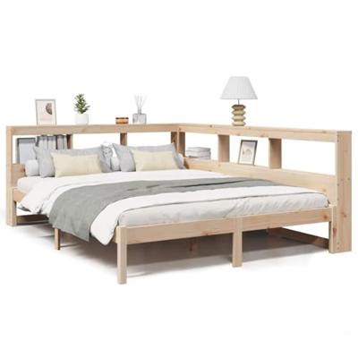 Bed met boekenkast zonder matras massief grenenhout 140x200 cm - thumbnail