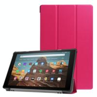 Voor Amazon Kindle Fire HD 10 2017/2019Custer textuur horizontale Flip lederen draagtas met drie-opvouwbare houder & slaap/Wake-up functie (Rose Red) - thumbnail