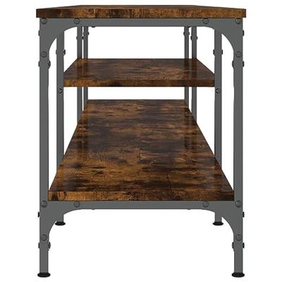 Tv-meubel 201x35x45 cm bewerkt hout en ijzer gerookt eikenkleur Tv-meubel 201x35x45 cm bewerkt hout en ijzer gerookt eikenkleur