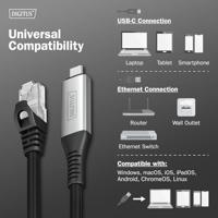Digitus AK-300601-150-S USB-C - RJ45 CAT6A 1 Gbit/s, 15m Kabel - thumbnail