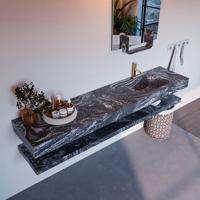 MONDIAZ ALAN-DLUX 200cm planchet Lava. Vrijhangende wastafel CLOUD rechts 1 kraangat, kleur Lava. - thumbnail