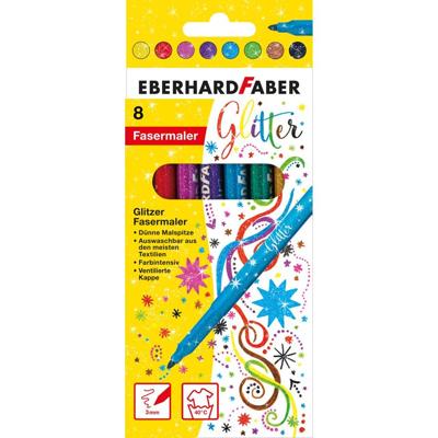 Eberhard Faber EF-551009 Viltstiften Glitter Pastel Kleuren 8 Stuks Eberhard Faber EF-551009 Viltstiften Glitter Pastel Kleuren 8 Stuks