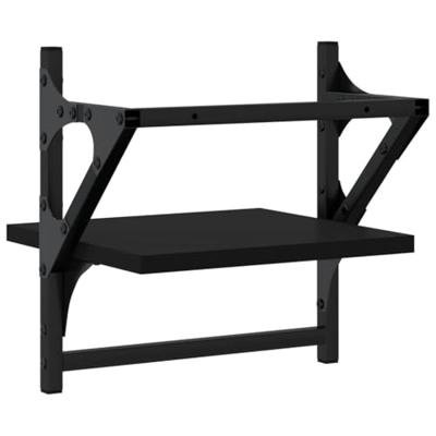 Wandschappen met stangen 2 st 30x25x30 cm zwart