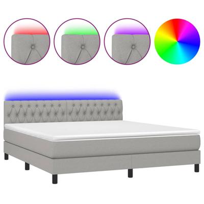 Boxspring met matras en LED stof lichtgrijs 160x200 cm