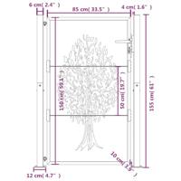 Poort 105x155 cm boomontwerp cortenstaal - thumbnail