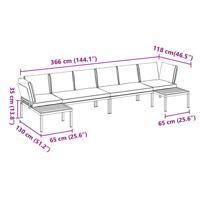 4-delige Loungeset met kussens aluminium zwart - thumbnail