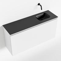 MONDIAZ OLAN 100cm toiletmeubel talc. LEX wastafel urban rechts geen kraangat - thumbnail