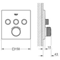 Grohe Inbouwkraan Grohtherm Smart Control Thermostaatkraan met 3-weg Omstelling Vierkant Hard Graphite Geborsteld - thumbnail