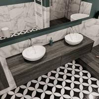Mondiaz Lush Barco badmeubel eiken Dark brown 180 cm 2 lades mdf 2 waskommen beide zijden 2 kraangaten - thumbnail