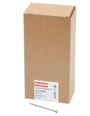 Hoenderdaal Spaanplaatschroef Vz Pk Torx TX25 4.5X70/42 | 200 stuks - 0206.01.34201