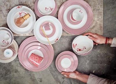 Pip Studio Royal Stripes Dinerbord Donkerroze 26.5cm Pip Studio Royal Stripes Dinerbord Donkerroze 26.5cm