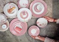 Pip Studio Royal Stripes Dinerbord Donkerroze 26.5cm - thumbnail