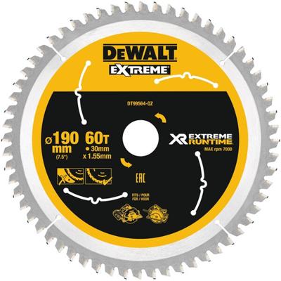 DeWALT Cirkelzaagblad voor Hout | Extreme Runtime | Ø 190mm Asgat 30mm 60T - DT99564-QZ