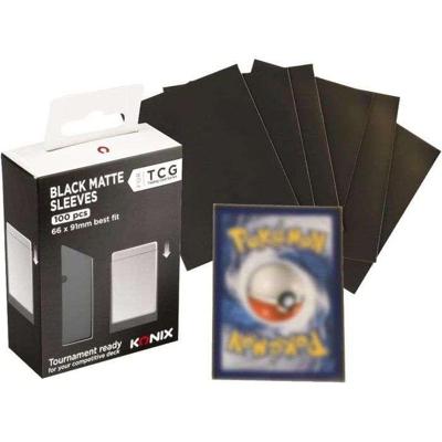 Kaarthoesjes - Konix - 100 hoesjes - Matte hoesjes 66 x 91 mm voor wedstrijden - Magic The Gathering, Pokémon - Zwart