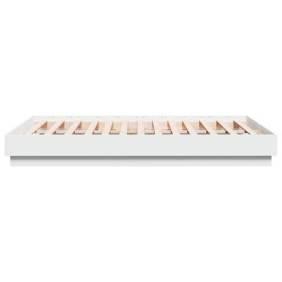 Bedframe LED massief hout wit 140x190 cm