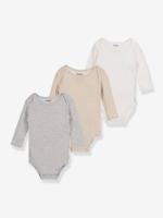 Set van 3 body's baby biologisch katoen lange mouwen beige - thumbnail