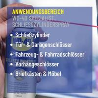 WD40 Wd-40 specialist 100ml lock cylinder spray - thumbnail