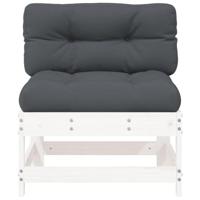 Middenbanken met kussens 2 st massief grenenhout wit - thumbnail