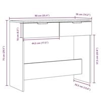 Wandtafel 90x36x75 cm bewerkt hout oud houtkleurig - thumbnail