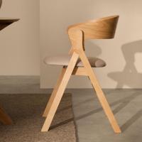 Kave Home Godia eetkamerstoel chenille Beige/naturel - thumbnail