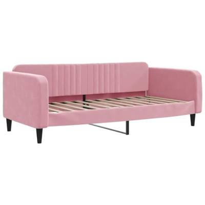 Slaapbank met onderschuifbed en lades 90x200 cm fluweel roze