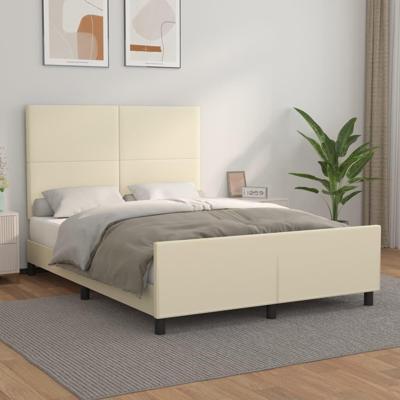 Bedframe met hoofdbord kunstleer crèmekleurig 140x190 cm