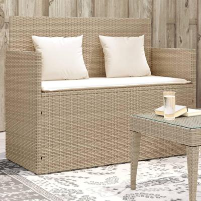 Tuinbank met kussens poly rattan beige Tuinbank met kussens poly rattan beige