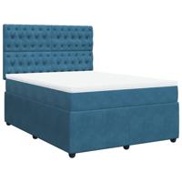Boxspring met matras fluweel donkerblauw 180x200 cm - thumbnail
