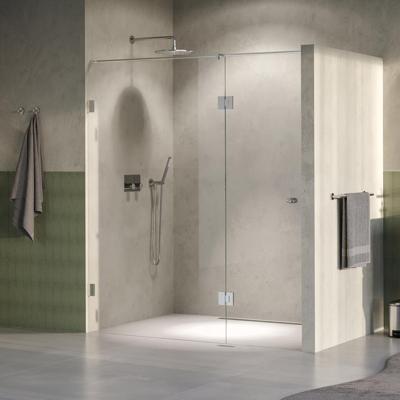 Brauer Void - Carving Nisdeur - 2-Delig - Helder Glas - 170 x 200 cm - Omkeerbaar - met Draaideur 70 cm - Aan Glas - incl. Glascoating - PVD RVS-Kleurig Geborsteld