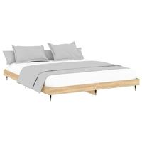 Bedframe bewerkt hout sonoma eikenkleurig 200x200 cm - thumbnail
