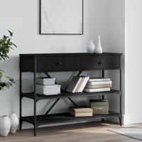 Wandtafel met lades en schappen bewerkt hout zwart - thumbnail