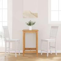 Barkrukken 2 stuks Wit Massief Hout Rubber - thumbnail