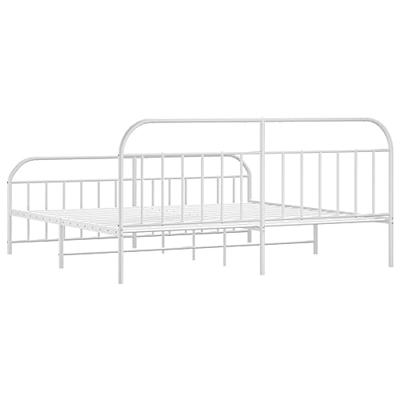 Bedframe met hoofd- en voeteneinde metaal wit 193x203 cm