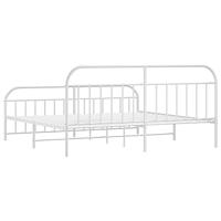Bedframe met hoofd- en voeteneinde metaal wit 193x203 cm - thumbnail