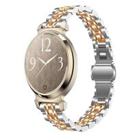 By Qubix - Metalen schakelbandje - Zilver met rosé goud - Compatible met Garmin Lily 2 - Compatible Garmin bandje - thumbnail