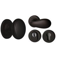 Hardbrass Voordeurset Pragma/Olympia 3-delig rechtswijzend SKG3 met kerntrekbeveiliging - puurzwart - thumbnail