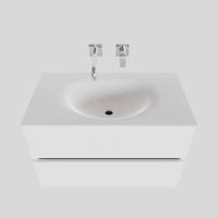 Badkamermeubel Solid Surface BWS Stockholm 80x46 cm Mat Wit (zonder kraangat) - thumbnail