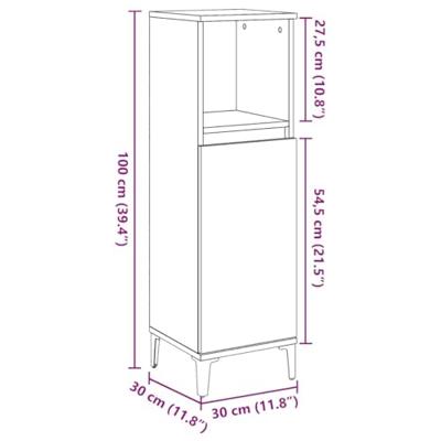 Badkamerkast 30x30x100 cm bewerkt hout artisanaal eikenkleurig